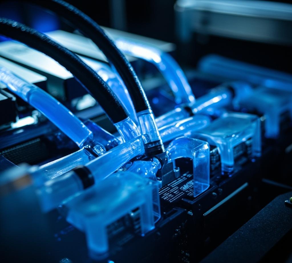 SMCI's liquid-cooled server rack internal structure